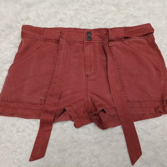 Free People Women's Red Tencel Cargo Shorts Size 6 - Picture 2 of 7